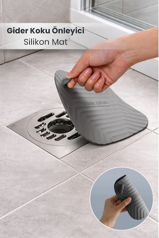 Koku Önleyici Silikon Mat Banyo Mutfak Lavabo Balkon Gider Tıpası Kapağı Gri