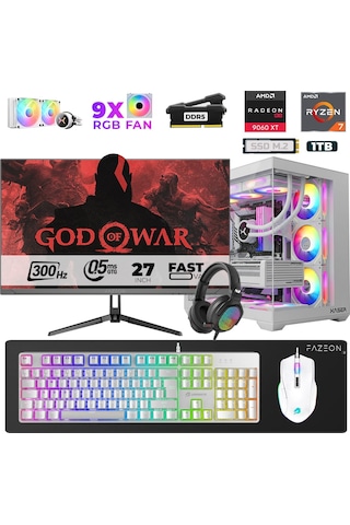 Xaser Star X580 R7-7800X3D 16 GB 1 TB SSD 16 GB RX9060XT 27" Dos NVME Masaüstü Oyuncu Bilgisayarı