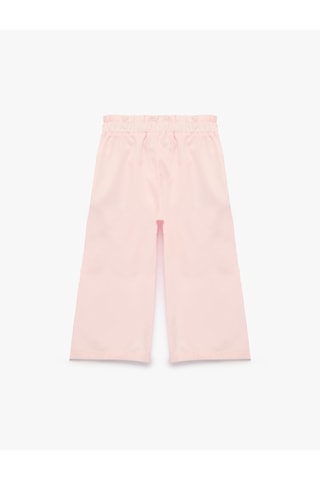 Koton Çiçekli Dantel Detaylı Poplin Geniş Paça Pantolon Pembe 7wmg40009aw Gül