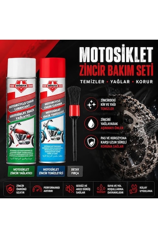 Börfh Motosiklet Zincir Temizleyici Ve Yağlayıcı Sprey Seti