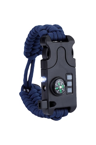 Taşınabilir Hayatta Kalma Ekipmanı Kiti Düdük Toka Paracord Led El Feneri Pusula Siyah