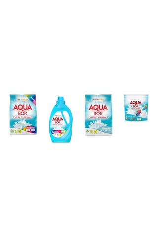 Aquabor Doğal Mineralli 4 Kg Renkliler + Sıvı Renkliler + 4 Kg Beyaz + Tablet 4 Lü Set 0.75 LT - 2.5 LT - 12 KG 46479080