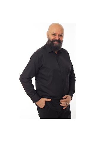 Dicotto Siyah Ekstra Büyük Yaka 4 Drop Rahat Kesim Micro Kumaş Kol Düğmeli Regular Fit Erkek Gömlek - 189-6-dc24w 001