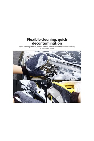 Yifomall Çift Taraflı Süper Emici Araç Temizleme Eldiveni - 23x20cm Sarı Coral Fleece