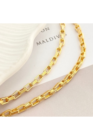 Küp Zincir Kolye Pirinç Gold 45+5cm Gold