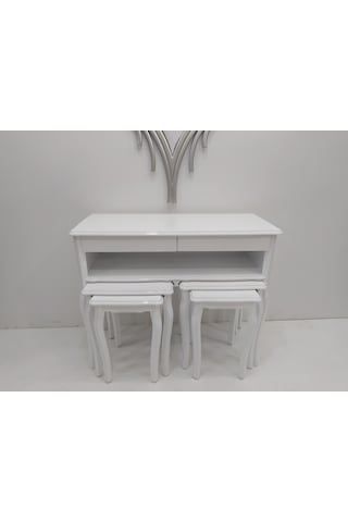 Dresuar-Zigon Model Takım Kayın Torna Retro Ayak Parlak Beyaz La (433169824) Beyaz