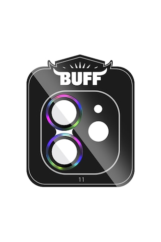 Buff Apple Uyumlu iPhone 11 / 12 / 12 Mini Kamera Metal Lens Koruyucu Gökkuşağı