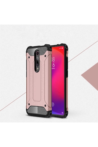 Noktaks - Mi 9t - Mi 9t Pro Uyumlu - Kılıf Çift Katman Zırh Tank Crash Military Kapak - Rose Gold Rose Gold