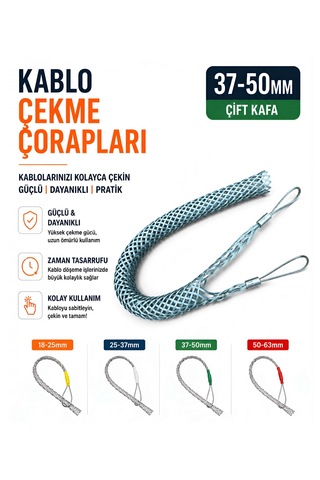 Kablo Çekme Çorapları 7,40 Ton X 37-50 Mm Çift Kafa
