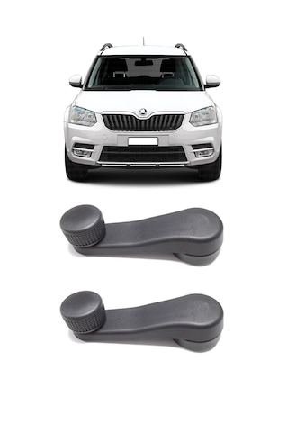 Skoda Yeti 2010 - 2018 Uyumlu Manuel Çevirmeli Cam Açma Kapama Kolu Siyah 2 Adet Takım 1h0837581