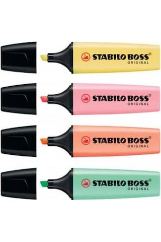 Stabilo Boss Pastel Renk Fosforlu Kalem 4 Renk Çok Renkli