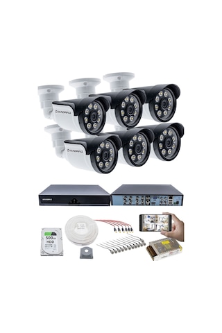 6'lı Kameralı Güvenlik Kamerası Seti -kdj-6s-8w-ss-p