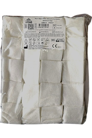 Tules Non Woven Yüksek Emici Kompres 1000 Adet 5 X 5 CM 4 Kat Spanç
