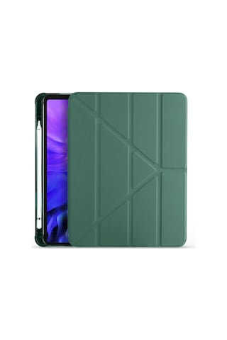 Apple Uyumlu iPad, Air 11inç M2 2024 Kılıf Kalem Bölmeli Trifolding Case A2902 A2903 A2904