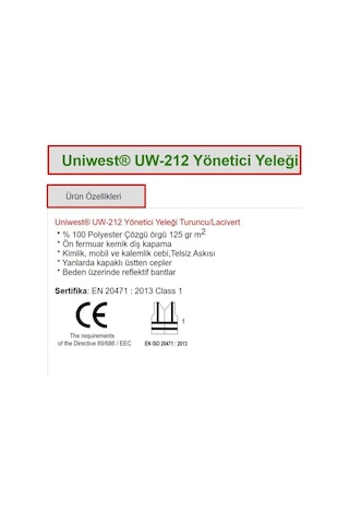 Uw-212 Yönetici Ikaz Yeleği