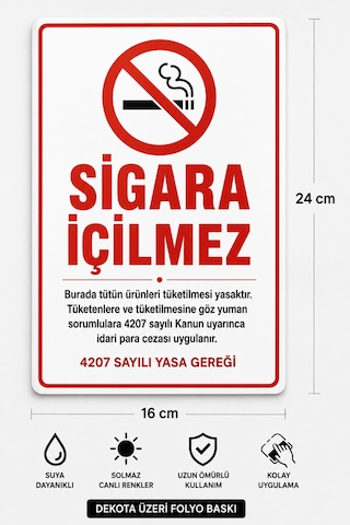 4 Mm Foreks'li Sigara İçilmez Uyarı İkaz Levhası A4 Sticker Folyo Baskı