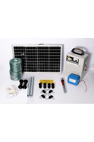 Elektrikli Çit 18a Lifepo Set-7 Domuz Ayı Kovucu 50 Watt Panel 1000mt Örgü 200 Ad. Demir İzolatör