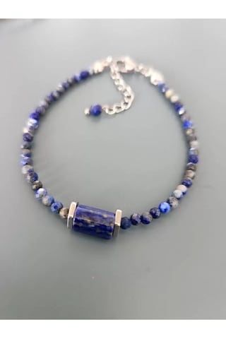 Doğaltaş Lapis Taşı Minimal Çelik Bileklik 3 Mm Lacivert