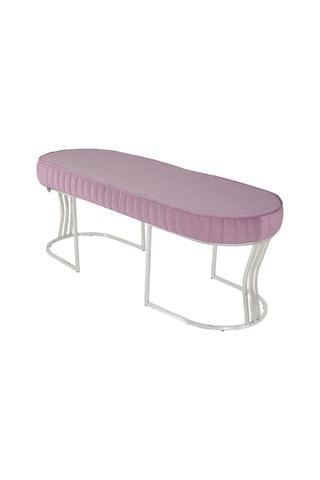 Viego Silver Striped- Pembe Kapitoneli Chester Model Puf & Bench & Koltuk & Uzun Makyaj Puff & Yatak Ucu &önü