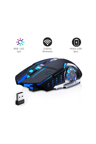 UpWay TW-Q13 2400 DPI Sessiz Kablosuz RGB Oyuncu Mouse