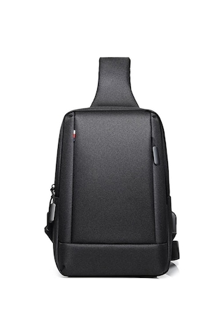 Prestigegoods Yurt Dışından Gelen Vshop Oumantu 903 Oxford Bez Göğüs Çantası Siyah - Su Geçirmez, Usb Şarj Gri