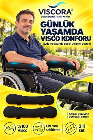 Visco Tekerlekli Sandalye Kolçak Destek Pedi 2 Li Cırtlı Dirsek Ve Bilek Destek Minderi