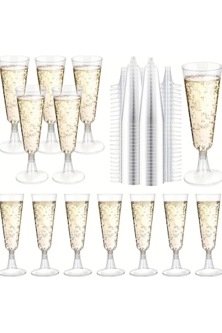 Willowhaven 50 Adet Altın Pullu Plastik Şampanya Bardakları Toplu Kokteyl Parti Bardakları
