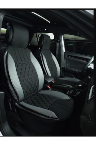 Lüx Oto Koltuk Minderi Full Set Takım - Siyah/gri Renk Takmatik Pratik