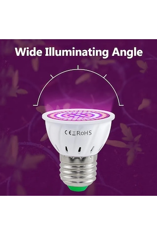 Mufunye E14 Taban Bitki Büyüme Lambası, 48 Led Kırmızı-mavi Spektrum, Ev/ofis/seracılık İçin Fotosentez Destekleyici Çok Renkli