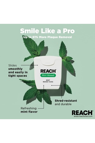 Reach Diş İpi, Mumlu, Nane, 200 Yard 4'lü Paket
