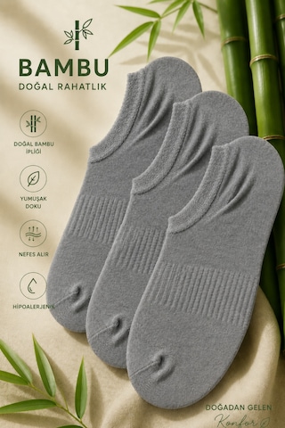 Tibo 3 Çift Burun Dikişsiz Yumuşacık Premium Erkek Sneaker Patik Çorap Gri Tibo 3 Çift Burun Dikişsiz Yumuşacık Premium Erkek Sneaker Patik Çorap Gri