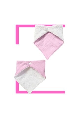 Bebek Ağız Bezi Salya Önlüğü Fular Çok Amaç 2'li P-byz Pembe - Beyaz