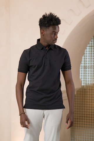 Paul Martin Örme Polo Yaka Regular Fit Pamuklu Ve Likralı T-shirt Siyah