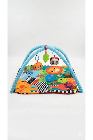 Jungle Play Halısı Bebek Aktivite Halısı Oyuncaklı Oyun Halısı Minderi Mavi