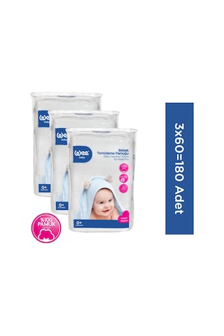 Wee Baby Bebek Temizleme Pamuğu Seti (60x3 180 Adet)