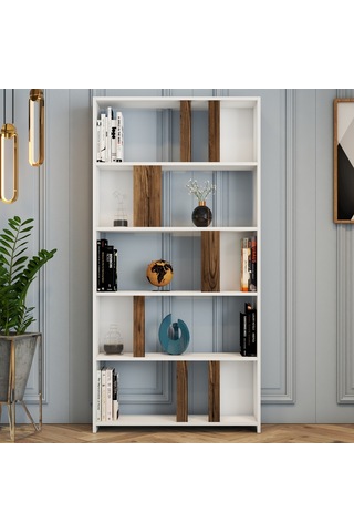 Variant Lima Çalışma Masası Ve Kitaplık Takımı - Beyaz / Ceviz Beyaz