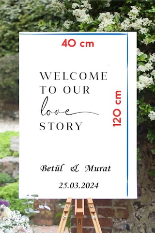Karşılama Panosu İçin 40 Cm Genişliğinde Siyah Renk Yazı Ayna İçin Yazı Welcome To Our Love Story Yazısı
