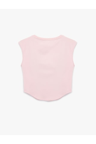 Koton Dikiş Detaylı Slim Fit Bisiklet Yaka Kolsuz Crop Tişört Pembe 6sal10009ık Gül