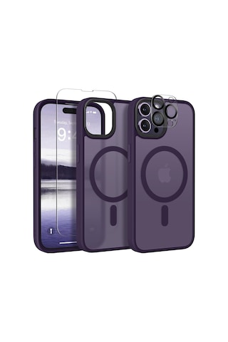 Teleplus Apple Uyumlu iPhone 14 Pro Max Kılıf Magsafe Tpu Mat Exl Kapak + Ekran Koruyucu Ve Kamera Koruyucu