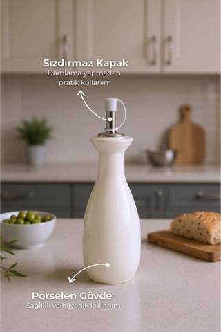 Bambum Tiago - Bambu Standlı Yağlık Sirkelik Tuzluk Ve Biberlik Beyaz - Kahverengi