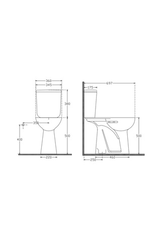 Ece Banyo Bedensel Engelli Kullanımına Uygun Alttan Çıkışlı Klozet Seti