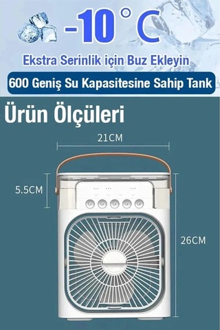 Masaüstü Çok Renkli 600ml 5 Spreyli Işıklı Vantilatör 2 Yıl - Elektronik