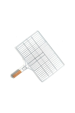 Dayanıklı Küçük Boy Mangal Izgarası 35x20 Cm Ahşap Saplı Piknik Kamp Açık Hava Et Tavuk Sebze