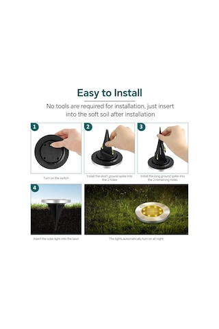 12 Led Güneş Enerjili Zemin Işıkları, Ip65 Su Geçirmez Güneş Enerjili Yol Işıkları