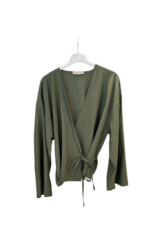 Z-556 Üstü Kimono Kısa Etekli Çilek Takım Haki