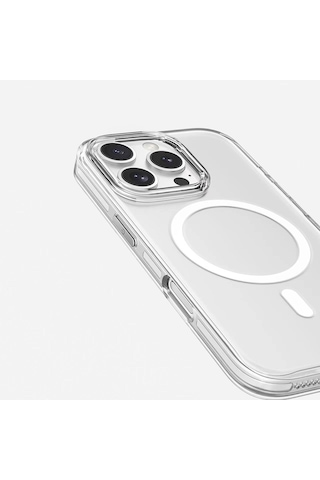 Apple Uyumlu iPhone 16 Pro Kılıf M-safe Şarj Özellikli Kamera Korumalı Zore Kripto Kapak Şeffaf