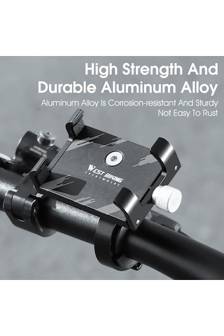 West Bıkıng Yp0715068 Bisiklet Gidon Telefon Tutucu Alüminyum Alaşımlı Bisiklet Telefon Braketi - Geometri