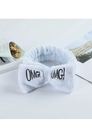 Omg Peluş Bandana Makyaj Spa Saç Bandı Buz Mavi Mavi