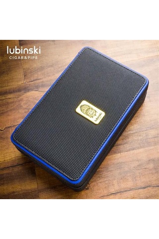 Lubinski Deri-silikon Seyahat Puro Çantası Humidor Siyah/lacivert