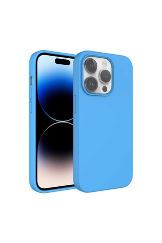 Apple iPhone 14 Pro Uyumlu Sıvı Teknolojili Silinebilir Sert Zore Kivi Kapak-mavi